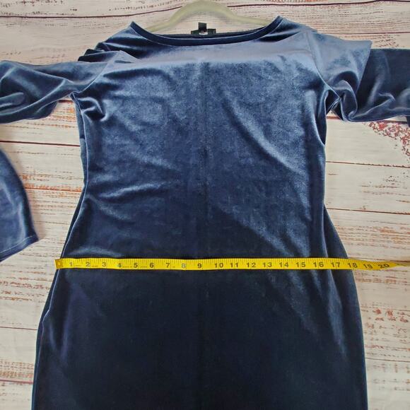 J.Crew Blue Velvet Midi Sweater Dress Sz S Luxurious Dark Romantic Party Holiday - Picture 9 of 11